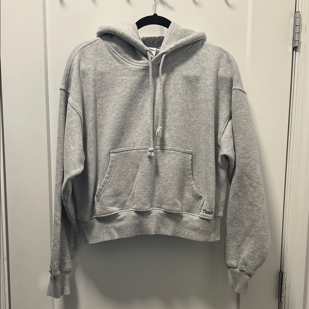 Aritzia TNA Light Gray Crop Hoodie Sweater